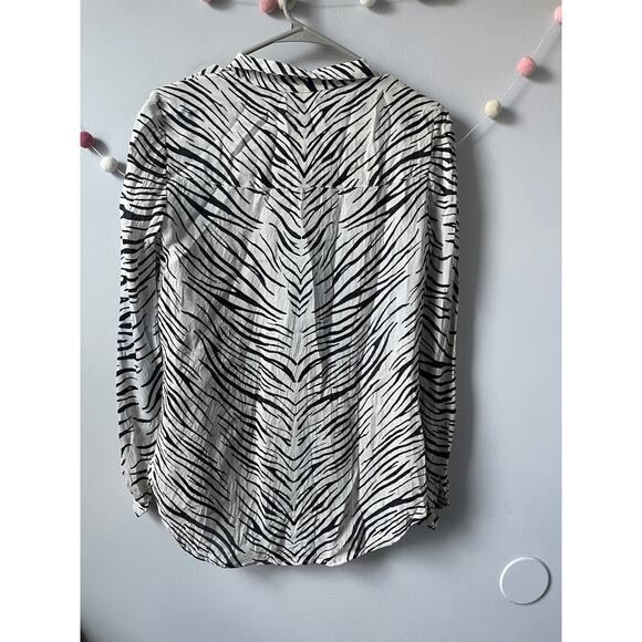 Haute Hippie Zebra Print Silk Crepe de Cine Lace up Detail Blouse - Picture 7 of 8